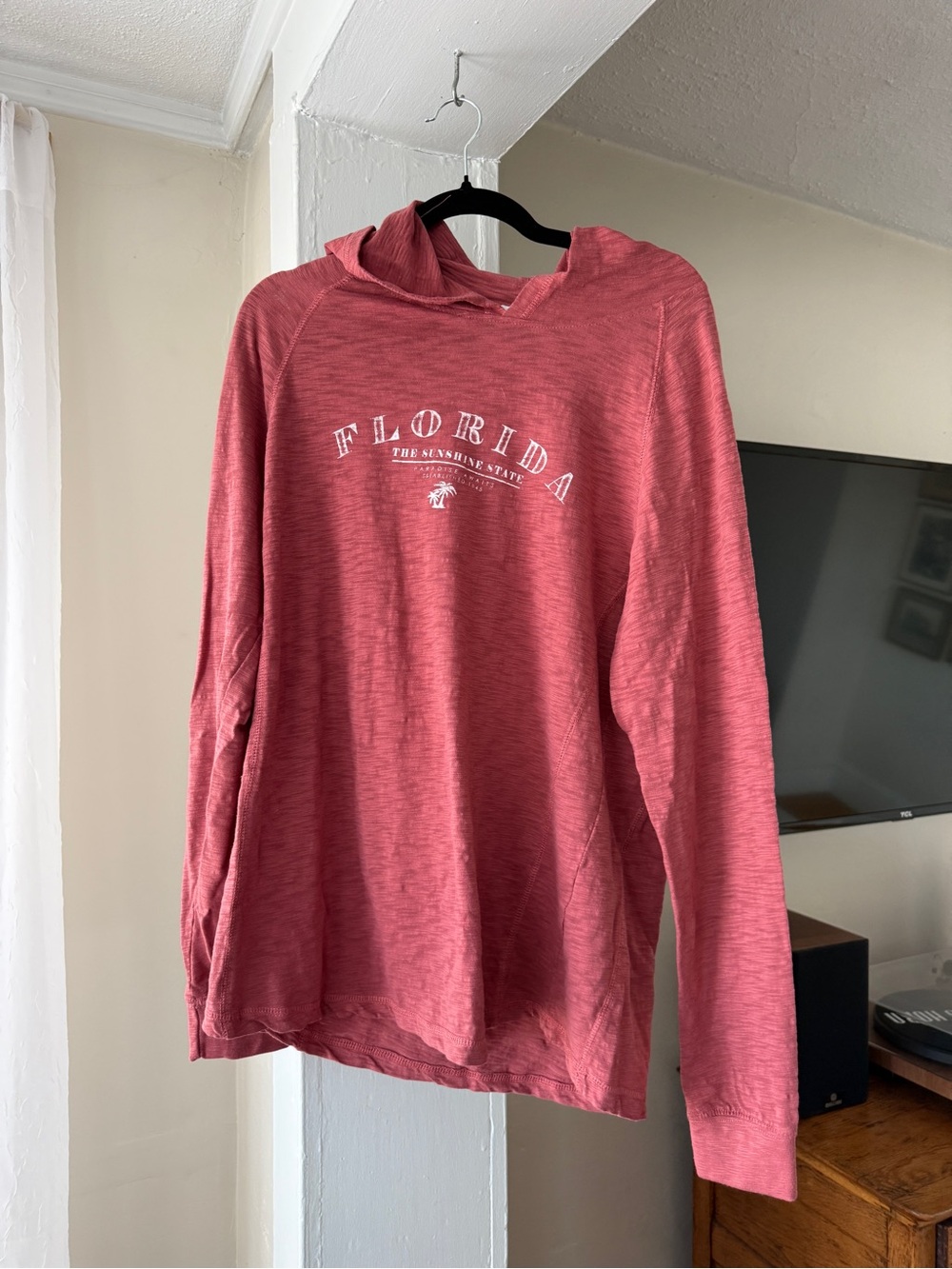 Salt Creek Florida Lightweight Hooded Long Sleeve Tee Pink Size Large